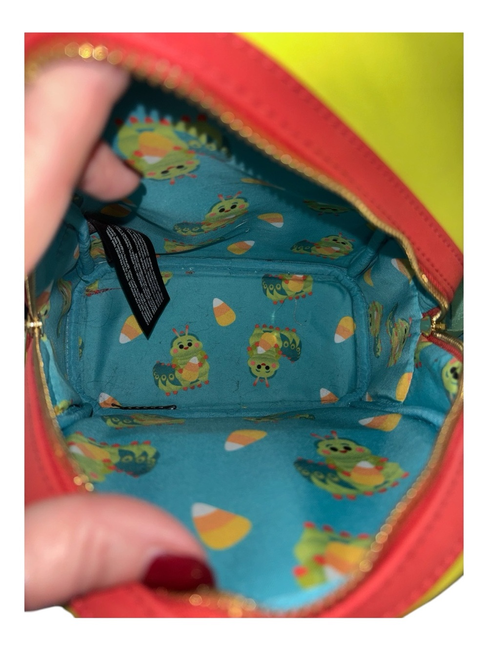 Loungefly Yellow Bee Mini Backpack with Orange & Green Accents - Picture 8 of 8